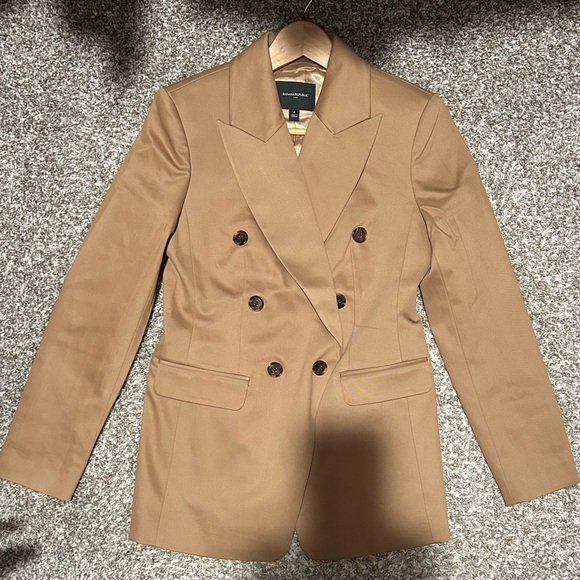 Banana Republic STRETCH-COTTON ICON BLAZER, color: Afternoon Latte, size: 4, NWT - Picture 7 of 8